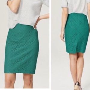 ANN TAYLOR  LOFT Lace Teal Pencil Skirt